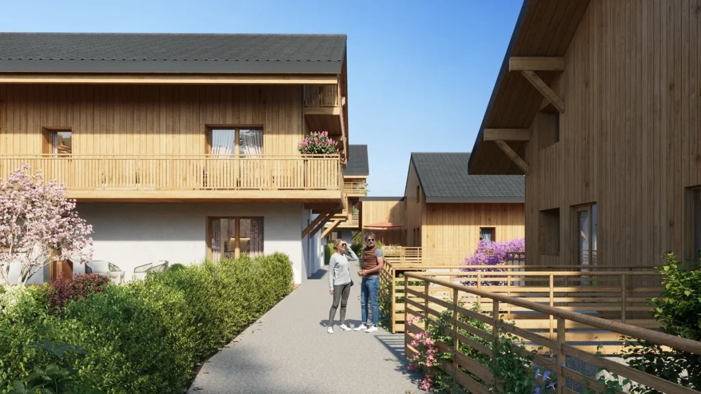 Cheminement paysager de la résidence L'Estive à Morzine